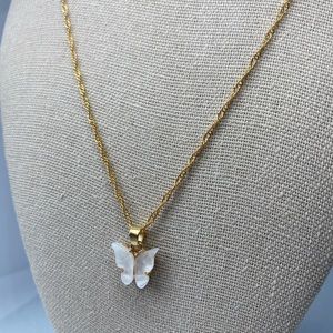 White Butterfly Necklace